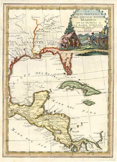 55-South, Southeast, Texas and Central America Map By Giovanni Maria Cassini