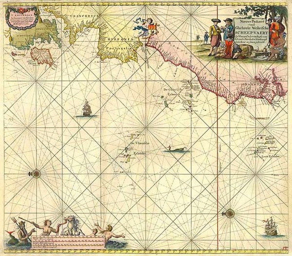 9-World, Atlantic Ocean, Africa, North Africa and West Africa Map By Johannes Van Keulen