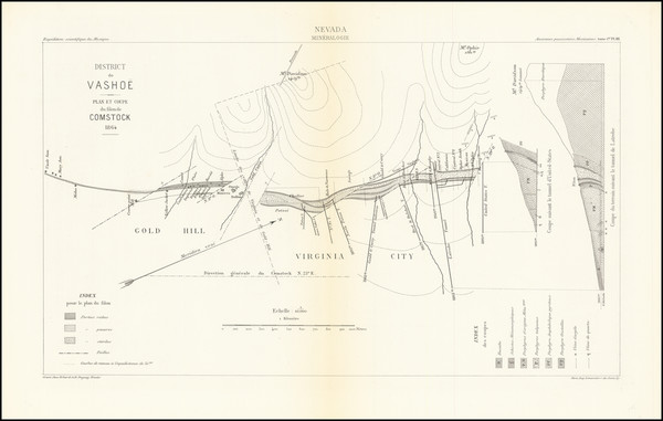 86-Nevada and Geological Map By Edmond Guillemin-Tarayre