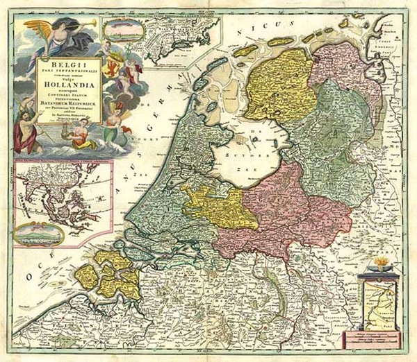 67-New England, Europe and Netherlands Map By Johann Baptist Homann