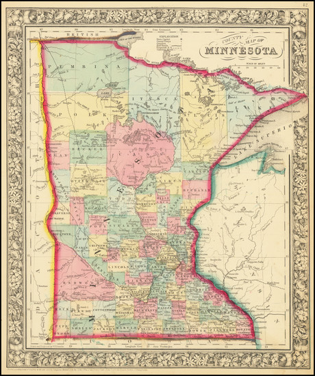 88-Minnesota Map By Samuel Augustus Mitchell Jr.