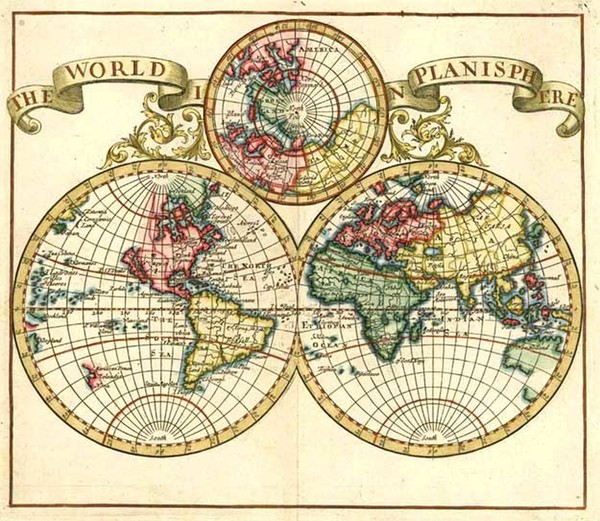 78-World, World and Polar Maps Map By Herman Moll