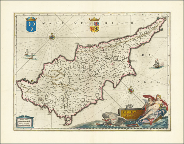 30-Cyprus Map By Willem Janszoon Blaeu