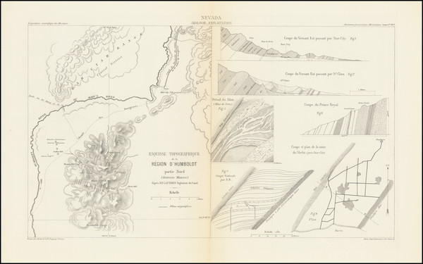 97-Nevada and Geological Map By Edmond Guillemin-Tarayre