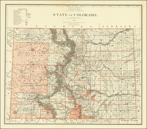 81-Colorado and Colorado Map By U.S. General Land Office