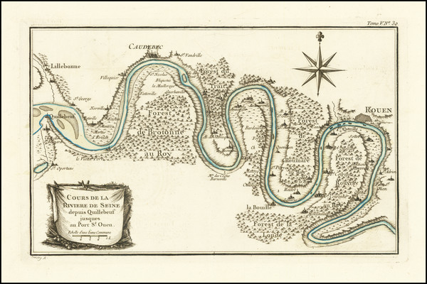 92-France and Normandie Map By Jacques Nicolas Bellin