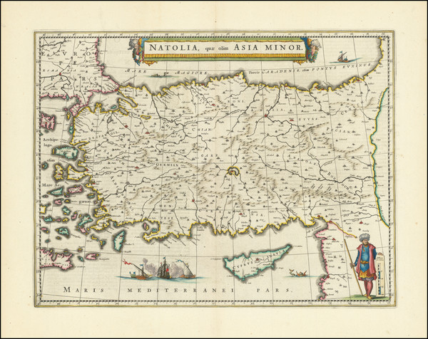 71-Turkey, Cyprus and Turkey & Asia Minor Map By Willem Janszoon Blaeu