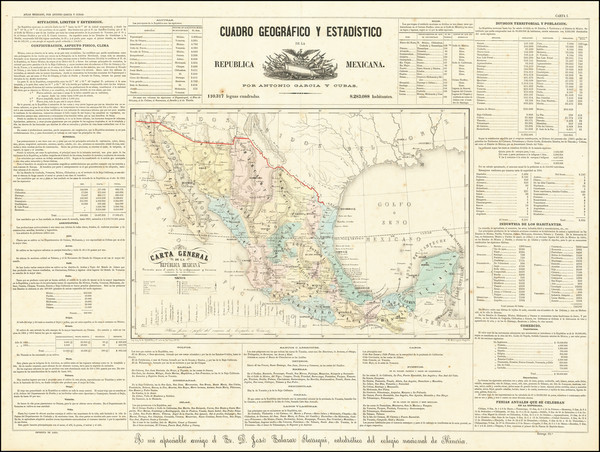 92-Mexico Map By Antonio Garcia y Cubas