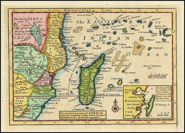 82-East Africa and African Islands, including Madagascar Map By Herman Moll