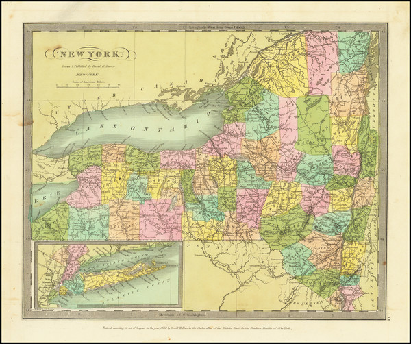 91-New York State Map By David Hugh Burr