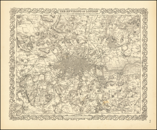 35-London Map By Joseph Hutchins Colton