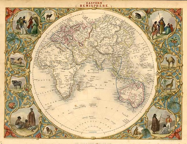 49-World, World and Eastern Hemisphere Map By John Tallis