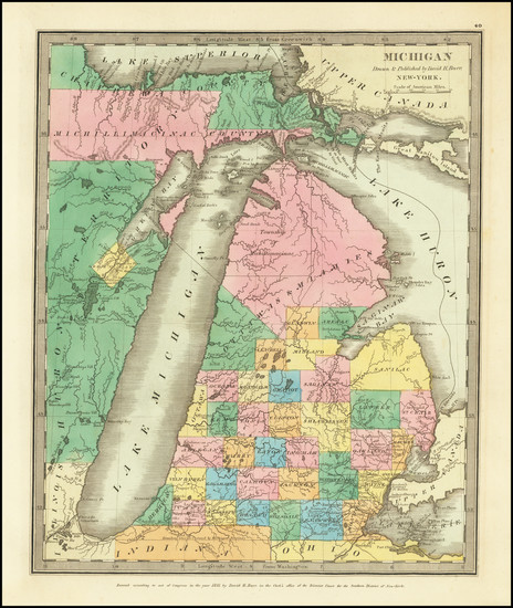 39-Michigan Map By David Hugh Burr