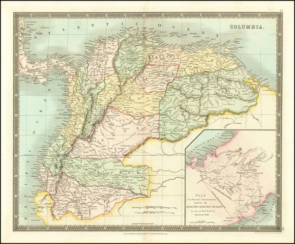 85-Colombia, Peru & Ecuador and Venezuela Map By Henry Teesdale