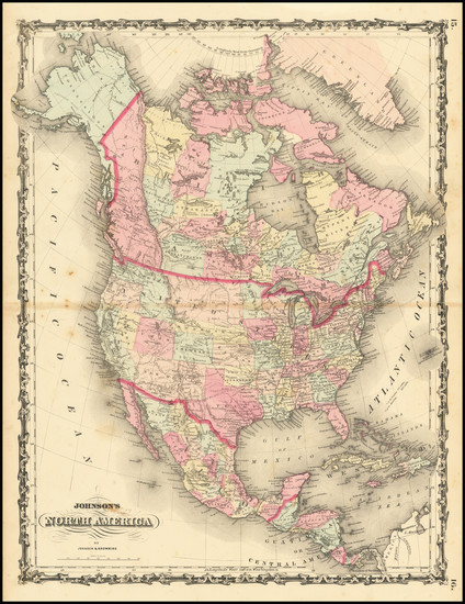 51-North America Map By Alvin Jewett Johnson  &  Ross C. Browning