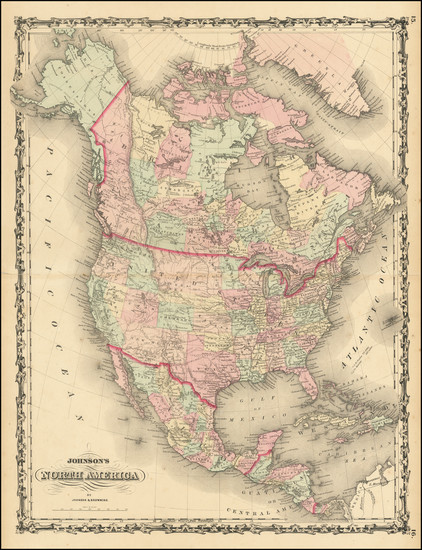 35-North America Map By Alvin Jewett Johnson  &  Ross C. Browning