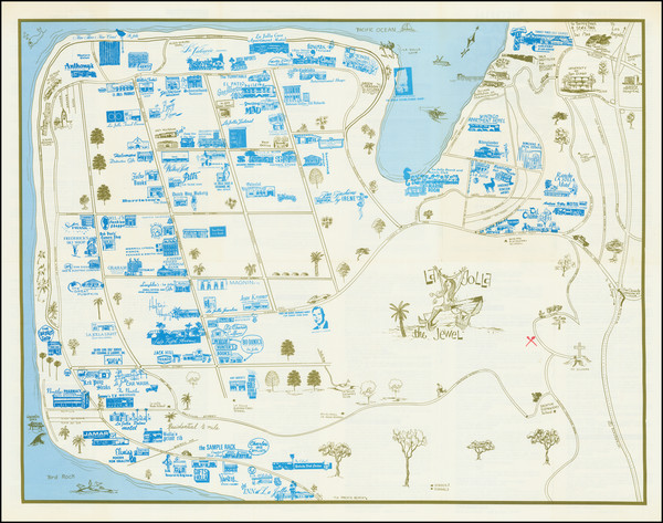 63-Pictorial Maps, San Diego and Other California Cities Map By Priscilla "Pat" DeVore