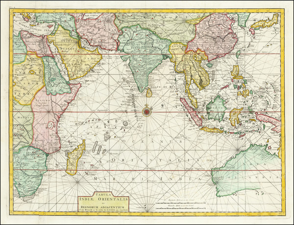 32-Indian Ocean, China, India, Southeast Asia, Philippines and Australia Map By Francois Valentijn