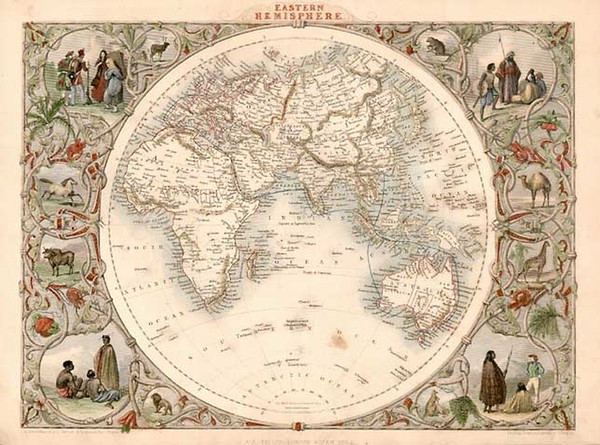 17-World, World and Eastern Hemisphere Map By John Tallis