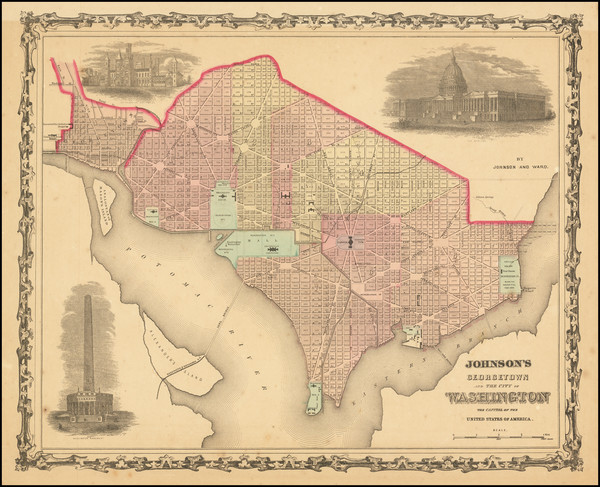 72-Washington, D.C. Map By Alvin Jewett Johnson  &  Benjamin P Ward