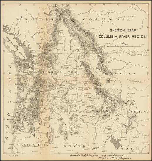 72-Idaho, Montana, Oregon and Washington Map By United States Bureau of Topographical Engineers