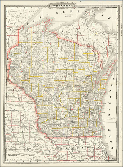 46-Wisconsin Map By George F. Cram