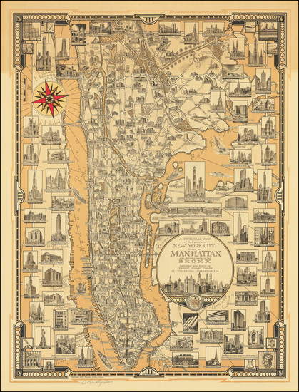 27-New York City and Pictorial Maps Map By Ernest Dudley Chase