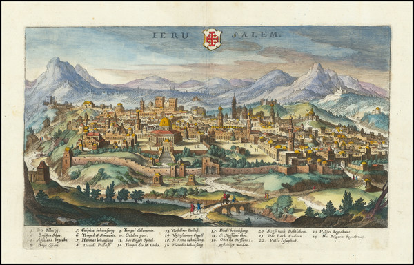 25-Holy Land and Jerusalem Map By Matheus Merian