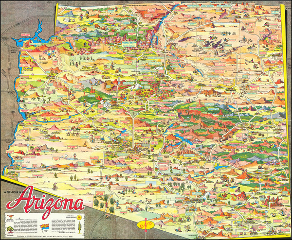 90-Arizona and Pictorial Maps Map By Don Bloodgood