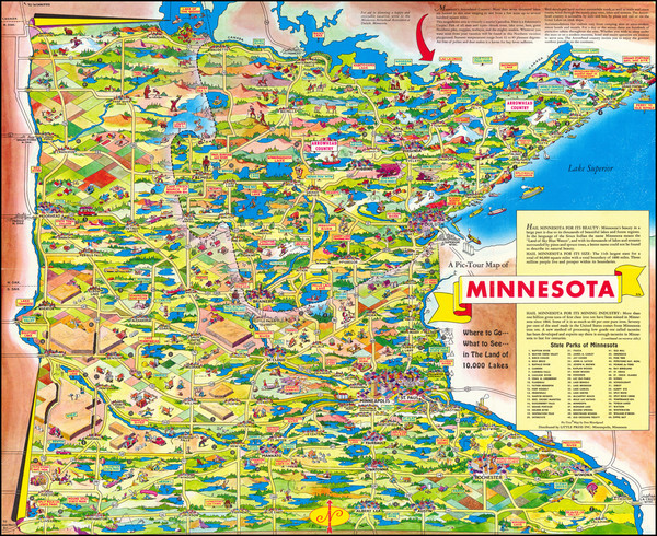 62-Minnesota and Pictorial Maps Map By Don Bloodgood