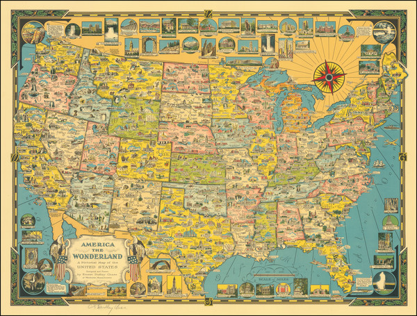 67-United States and Pictorial Maps Map By Ernest Dudley Chase