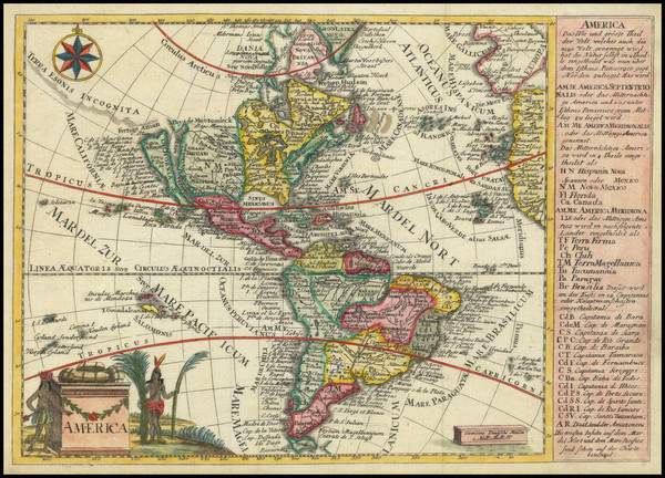 36-California as an Island and America Map By Johann George Schreiber