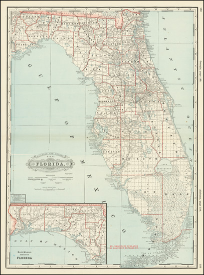 57-Florida Map By George F. Cram