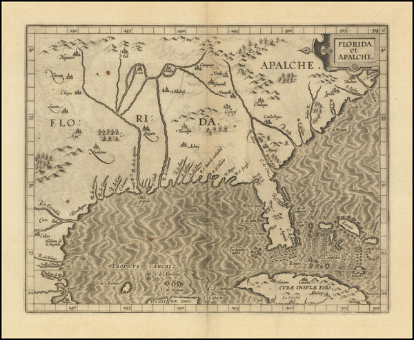 20-Florida, South, Southeast, Texas and Caribbean Map By Cornelis van Wytfliet