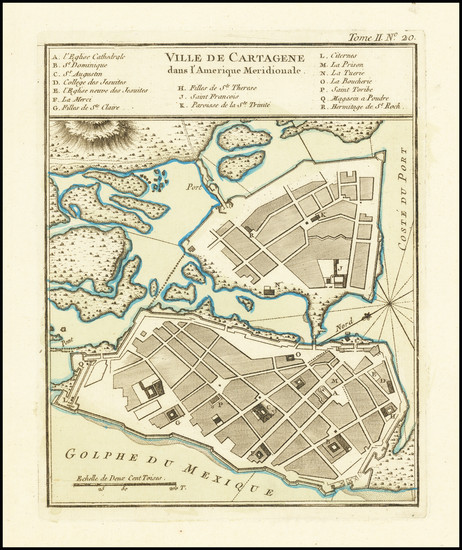 96-Colombia Map By Jacques Nicolas Bellin