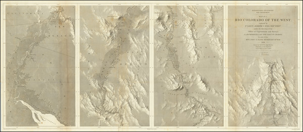 32-Southwest, Arizona, Nevada, New Mexico and California Map By Joseph C. Ives