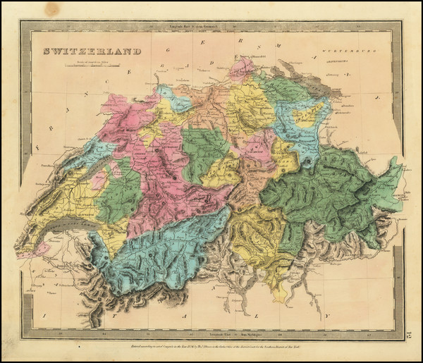 29-Switzerland Map By David Hugh Burr