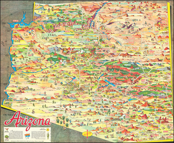 74-Arizona and Pictorial Maps Map By Don Bloodgood