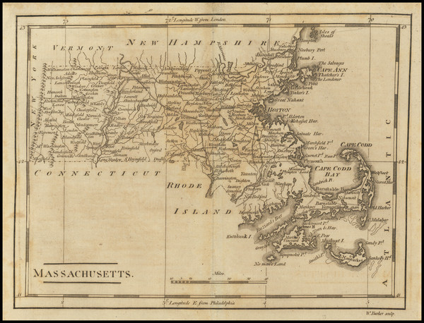 82-Massachusetts Map By Mathew Carey