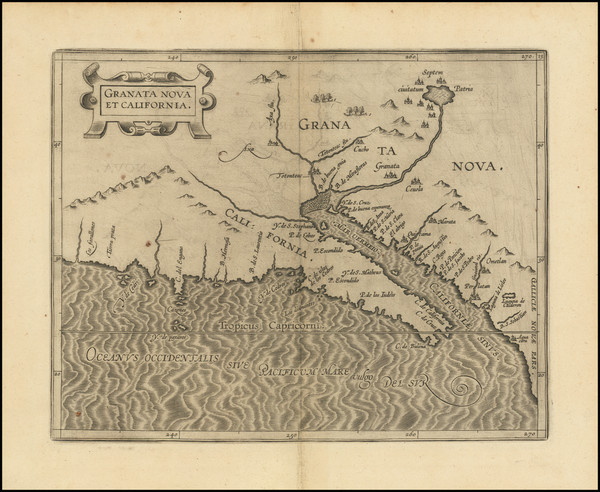 59-Southwest, Baja California and California Map By Cornelis van Wytfliet