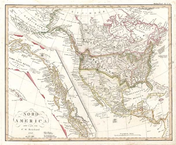 55-Alaska, Hawaii, North America and Canada Map By Christian Gottlieb Reichard