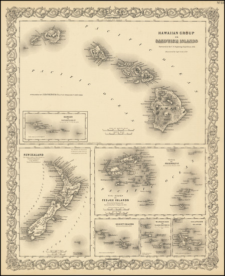 83-Hawaii and Hawaii Map By Joseph Hutchins Colton