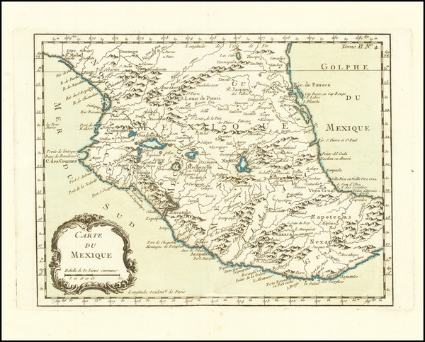 51-Mexico Map By Jacques Nicolas Bellin