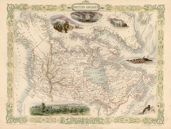 96-World, Polar Maps, Alaska, South America, America and Canada Map By John Tallis