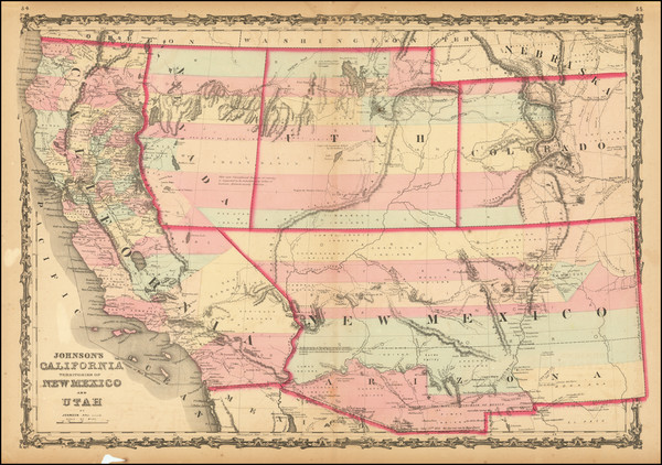 55-Southwest, Arizona, Utah, Nevada, New Mexico, Rocky Mountains, Utah and California Map By Alvin