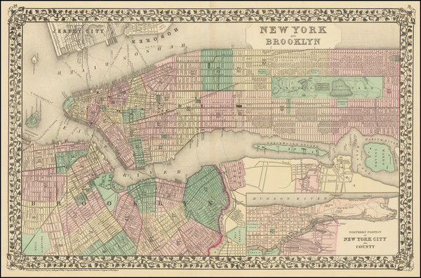 67-New York City Map By Samuel Augustus Mitchell Jr.