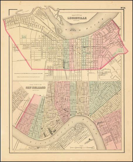 96-Kentucky and New Orleans Map By Joseph Hutchins Colton