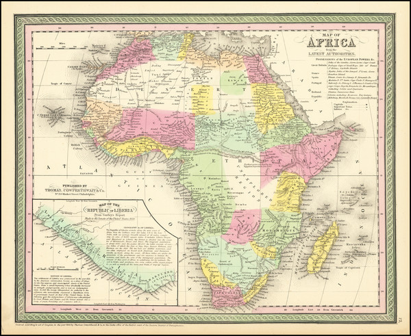 55-Africa Map By Thomas, Cowperthwait & Co.