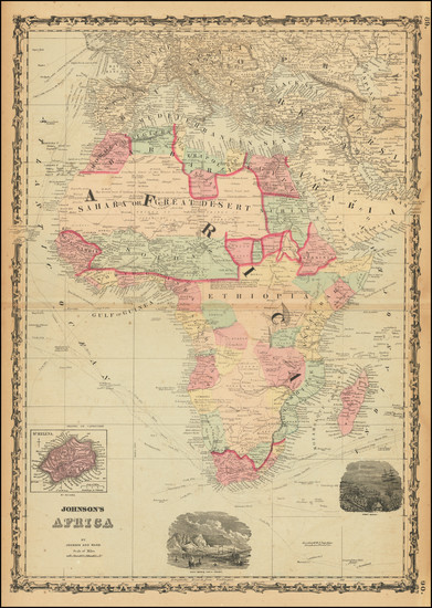 54-Africa Map By Benjamin P Ward  &  Alvin Jewett Johnson