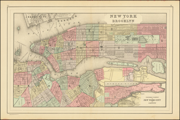45-New York City Map By Samuel Augustus Mitchell Jr.